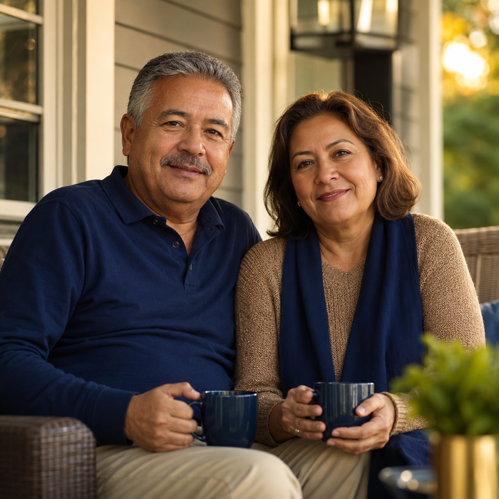 Pareja disfrutando de tranquilidad financiera