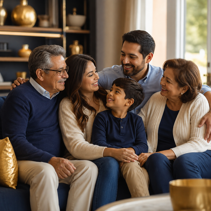 Familia unida planificando su futuro