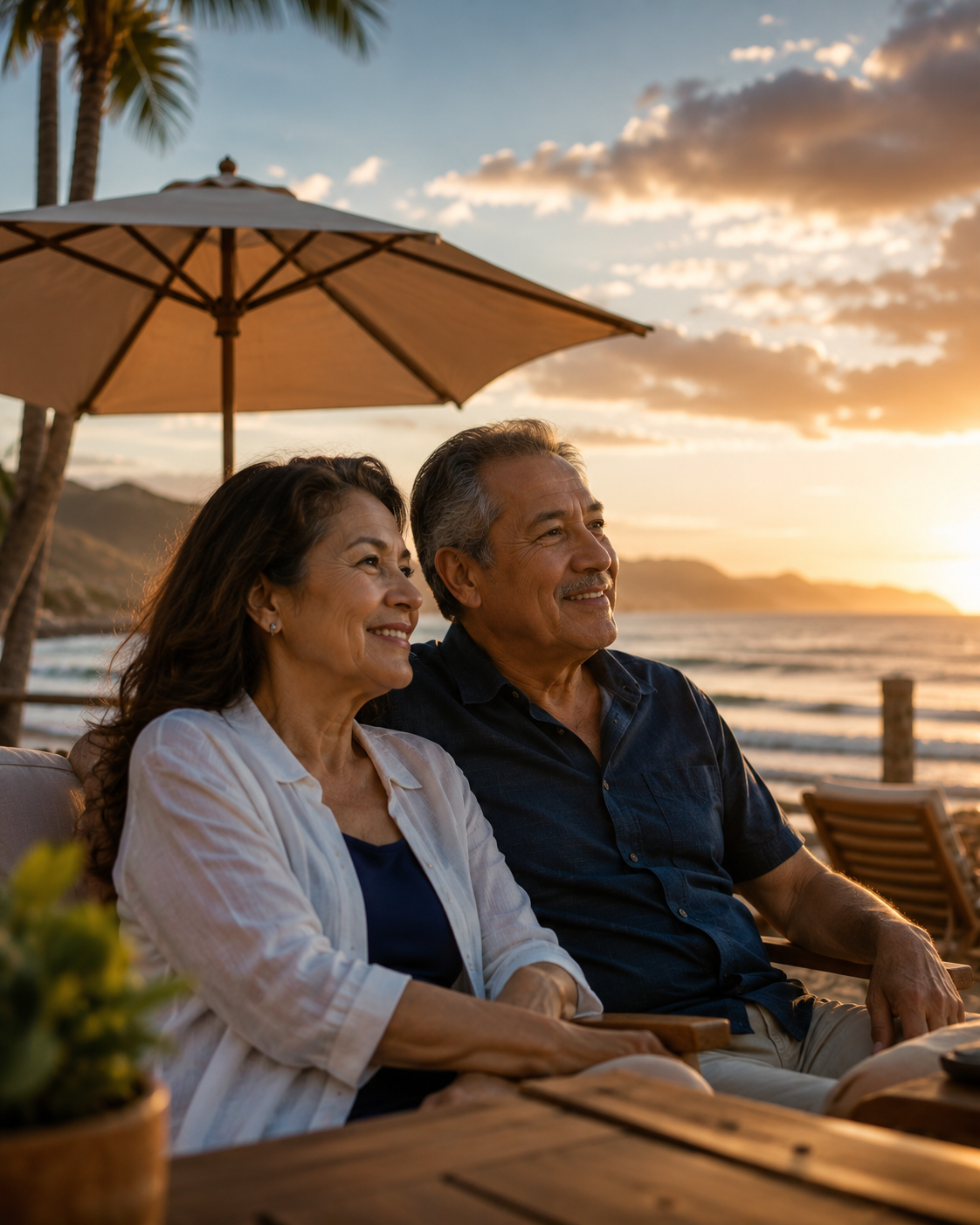 Couple enjoying their retirement at the beach